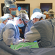The Johns Hopkins surgical team at work on the patient.
